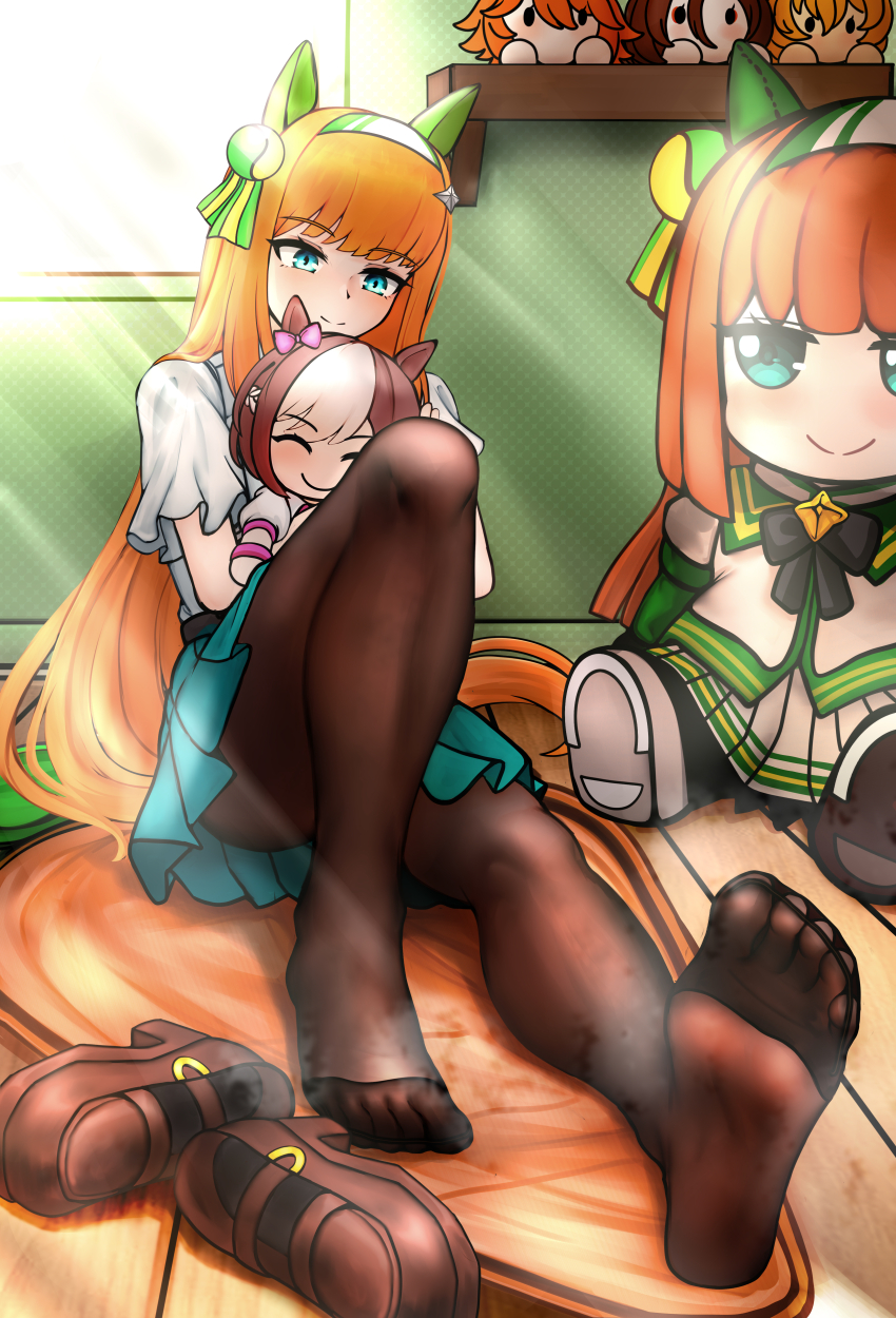 1girl, absurdres, animal_ears, blue_eyes, brown_shoes, bunny_211, character_doll, doll