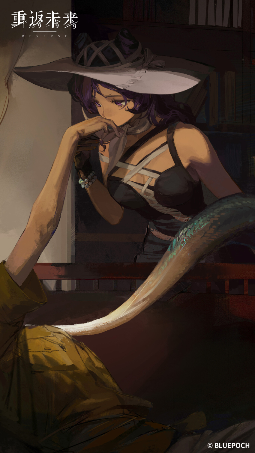 1boy, 1girl, absurdres, anjo_nala, arm_up, bare_shoulders, black_dress, black_gloves