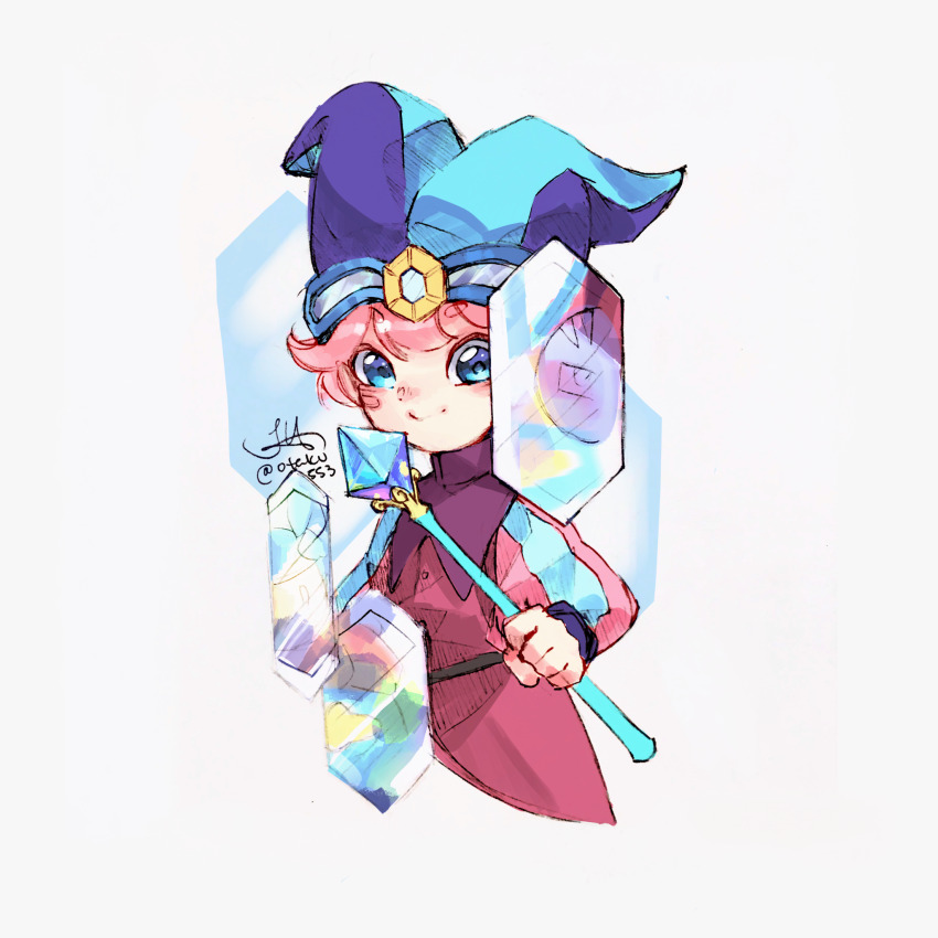 1boy, belt, black_belt, blue_eyes, blue_hat, blush_stickers, buttons, closed_mouth