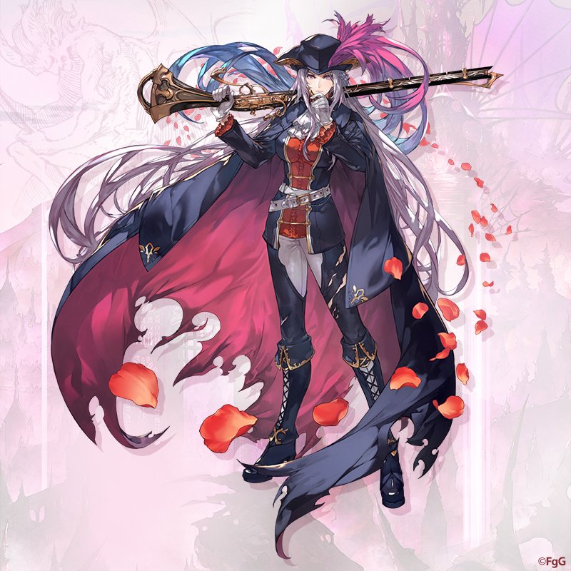 1girl, ascot, black_boots, boots, brionac_(phantom_of_the_kill), closed_mouth, commentary_request, floating_hair