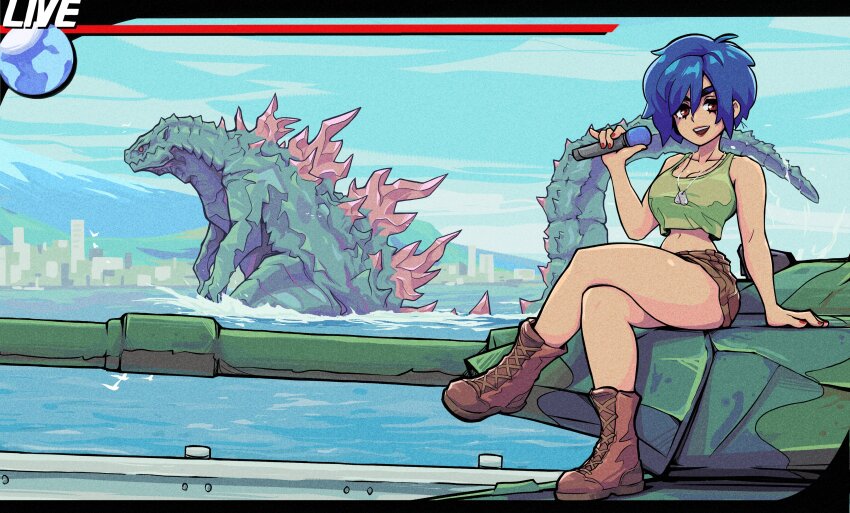 1girl, absurdres, atari, belt, belt_buckle, bird, black_belt, blue_eyes