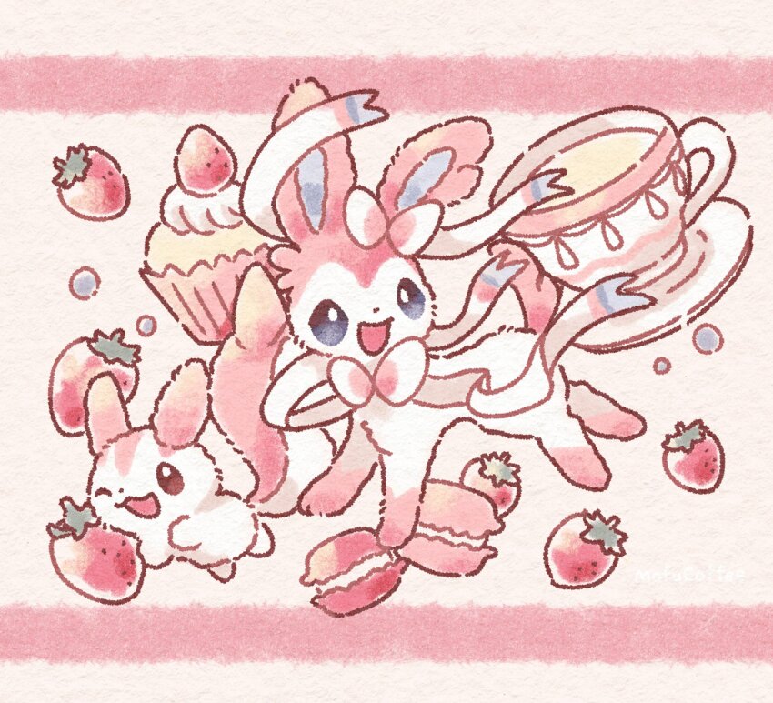 alternate_color, bow, breasts, bubble, cup, cupcake, food, fruit