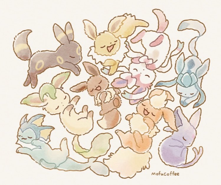 bow, closed_mouth, eevee, espeon, flareon, gen_1_pokemon, gen_2_pokemon, gen_4_pokemon