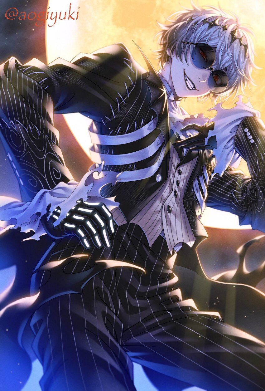 1boy, aogiyuki, bishounen, black_crown, crown, diamond_hairband, formal_clothes, gloves