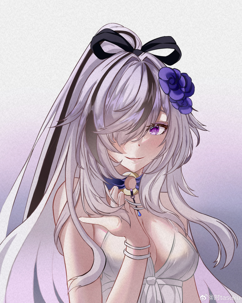 1girl, a150_(warship_girls_r), absurdres, bare_shoulders, black_hair, breasts, choker, cleavage