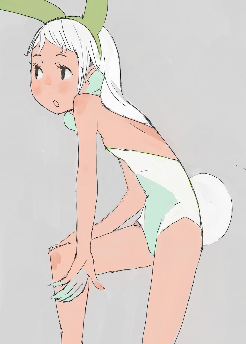 1girl, :o, animal_ears, backless_leotard, bare_arms, bare_legs, bare_shoulders, expressionless
