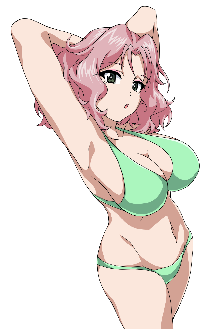 1girl, 9s0ykoyama117, absurdres, armpits, bikini, breasts, cleavage, collarbone