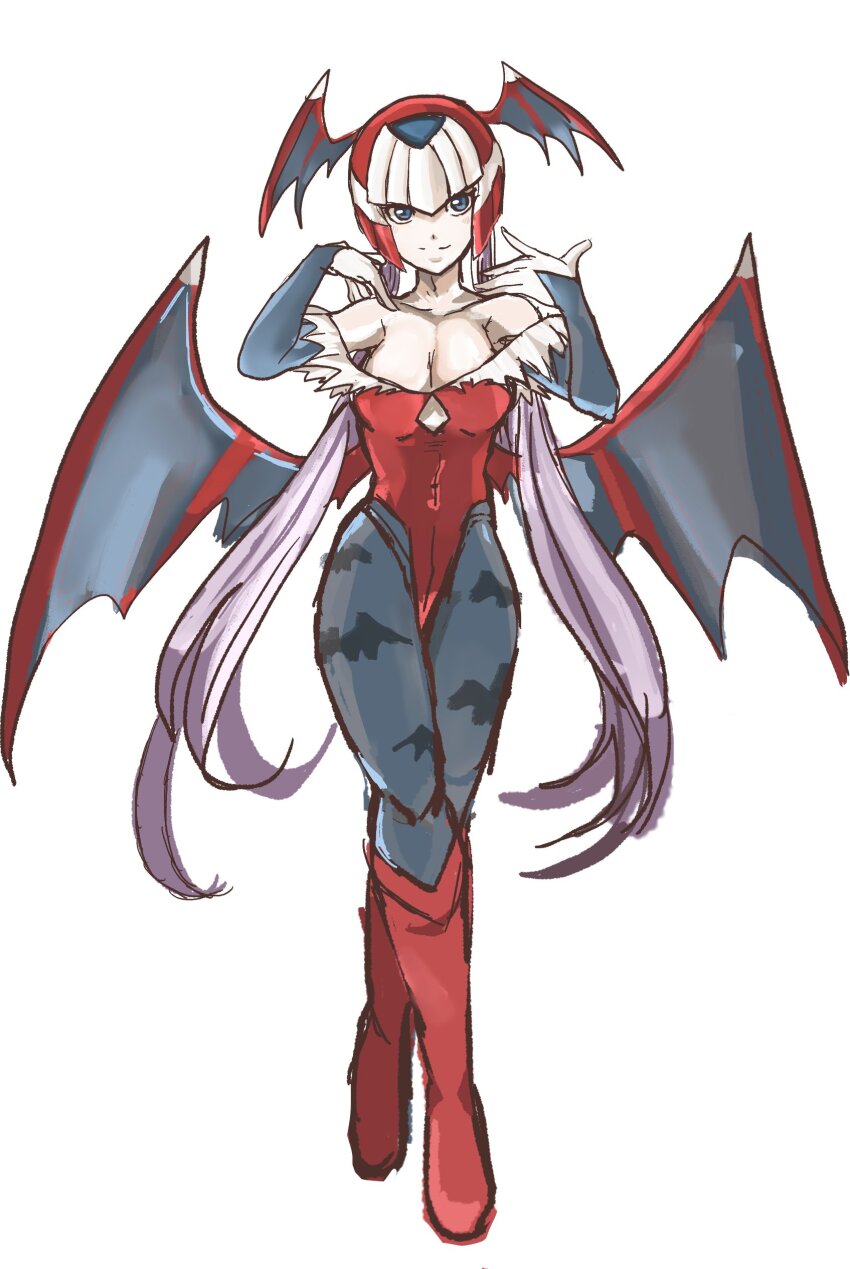 1girl, absurdres, animal_print, bare_shoulders, bat_print, blue_eyes, blue_pantyhose, breasts