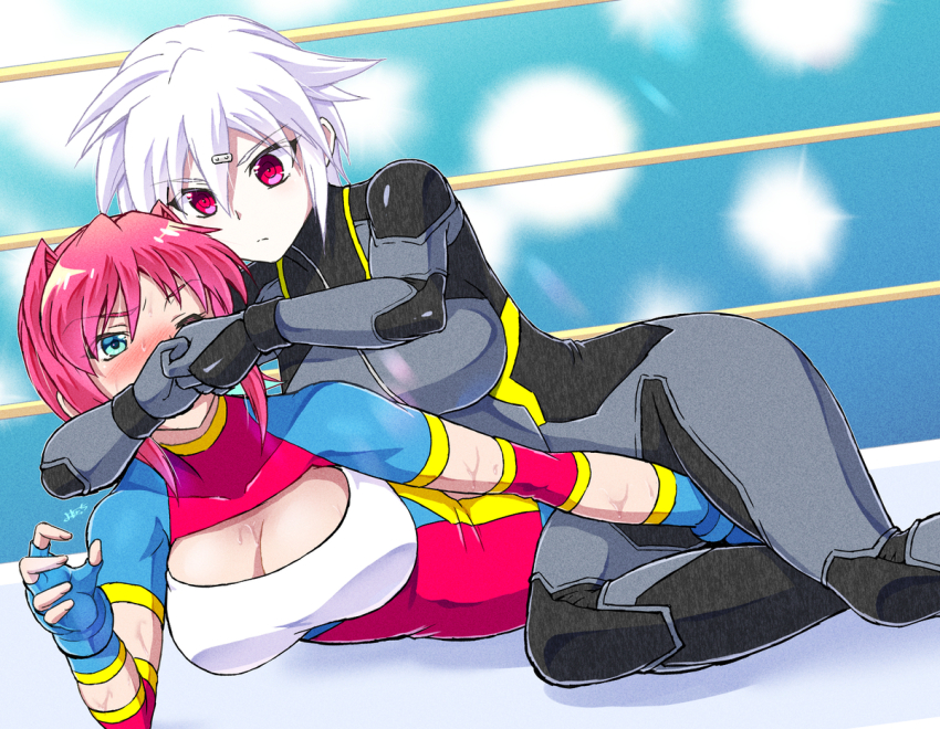 2girls, character_request, crossface, hibino_aki, multiple_girls, original, submission_hold, tagme