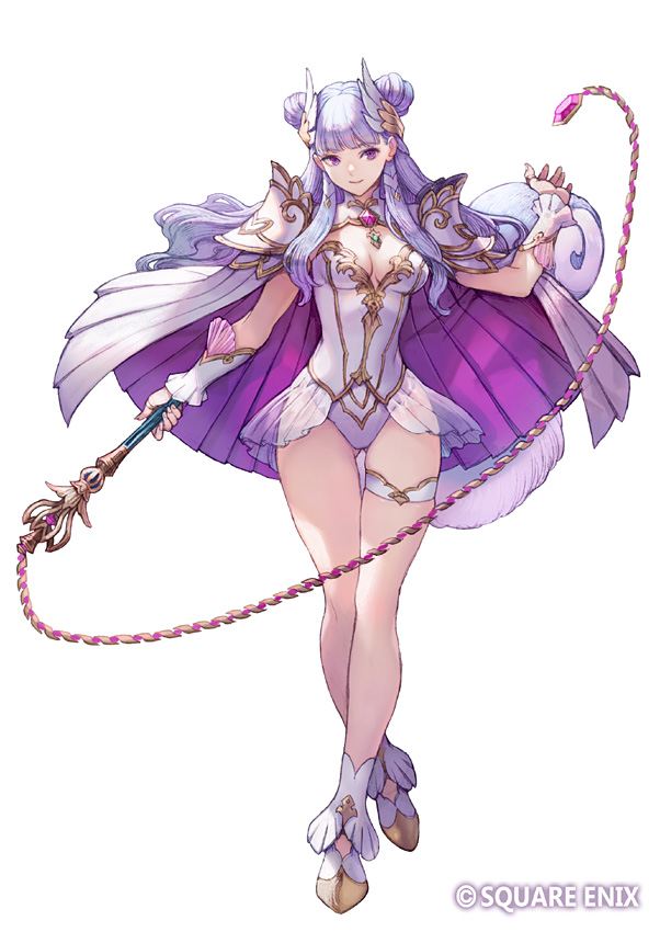 1girl, armor, breasts, cape, cleavage, commentary_request, double_bun, full_body