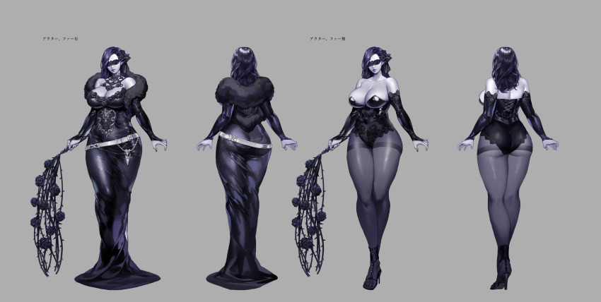 1girl, 2022, absurdres, arms_at_sides, ass, bare_shoulders, belt, black_collar