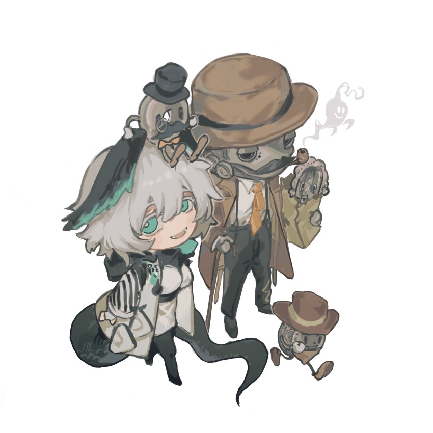 1boy, 1girl, 2others, absurdres, aqua_eyes, arknights, black_pants, black_pantyhose