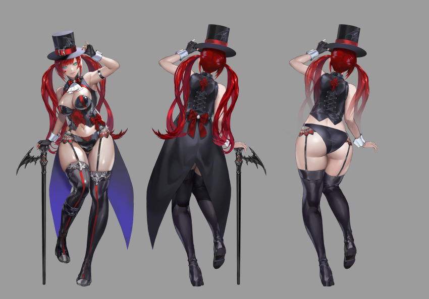 1girl, 2022, absurdres, adjusting_clothes, adjusting_headwear, arm_strap, ascot, ass