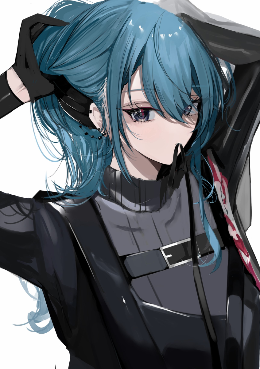 1girl, highres, hololive, hoshimachi_suisei, onigirimeshitya, tagme, tying_hair, virtual_youtuber