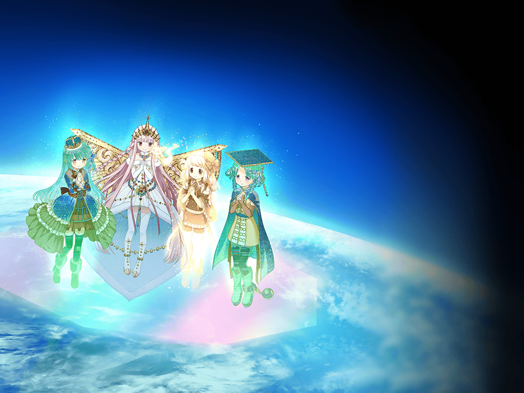 4girls, absurdly_long_hair, alternate_color, artist_request, ball_and_chain_restraint, bare_shoulders, beret, black_capelet