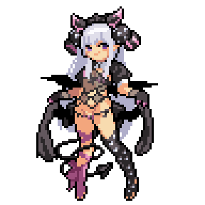 1girl, 2023, animated, animated_gif, asymmetrical_legwear, ball, bat_wings, black_bonnet, black_bow, black_cape, black_panties, black_sleeves, black_thighhighs, blunt_bangs, bonnet, bow, bow_legwear, breasts, cape, ccryupixel, clothes_pull, collar, commentary, deborah_(under_the_witch), demon_girl, demon_horns, demon_tail, detached_collar, detached_sleeves, female_focus, fishnet_gloves, fishnets, full_body, gloves, groin, hair_ornament, headgear, horns, idle_animation, juliet_sleeves, laughing, loli, long_sleeves, looking_at_viewer, multiple_views, navel, numericgazer, o-ring, official_art, open_mouth, panties, pink_nails, pink_ribbon, pixel_art, plantar_flexion, polka_dot, prehensile_tail, puffy_sleeves, purple_eyes, revealing_clothes, ribbon, ribbon-trimmed_legwear, ribbon_trim, see-through_clothes, side-tie_panties, simple_background, small_breasts, smile, smug, stirrup_legwear, striped_clothes, striped_panties, tail, tail_around_own_leg, tareme, thighhighs, tiptoes, toeless_legwear, under_the_witch, underwear, waist_cape, white_collar, white_hair, wings