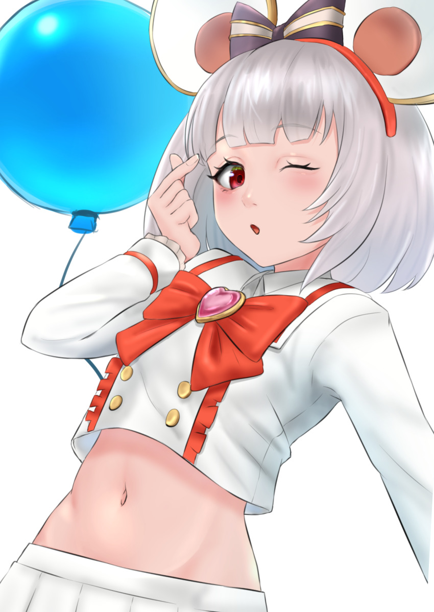 1girl, ;o, animal_ears, balloon, black_bow, bow, fake_animal_ears, granblue_fantasy