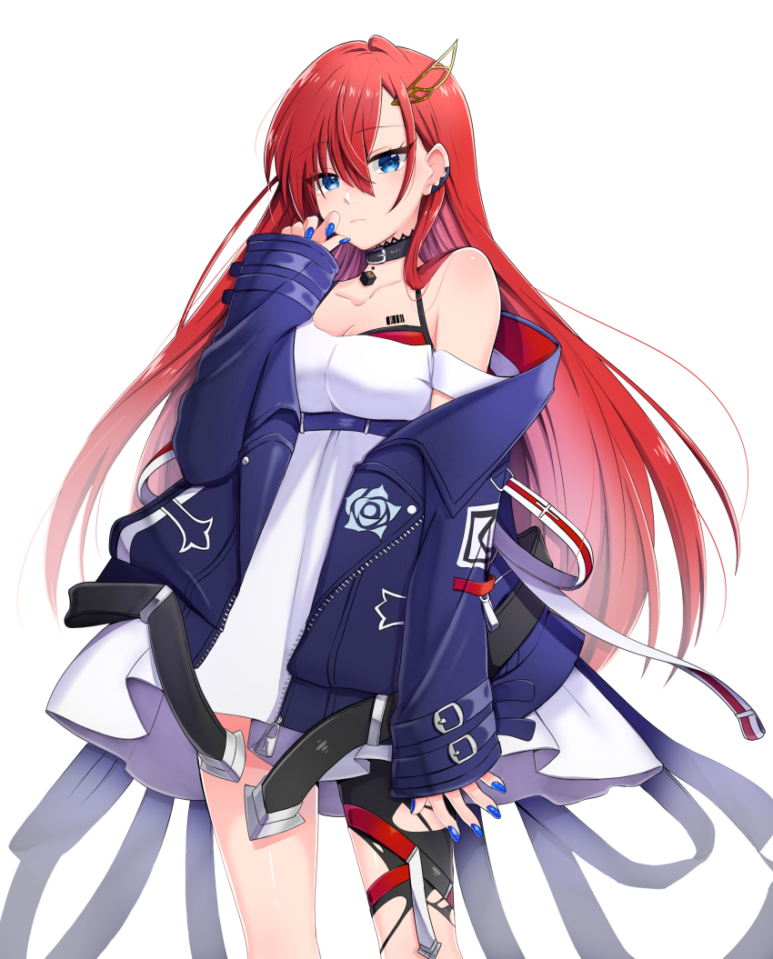 1girl, absurdres, blue_eyes, breasts, dress, floral_print, hair_ornament, highres