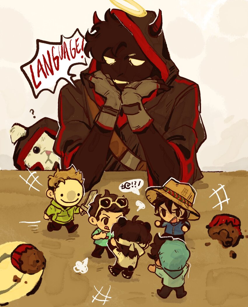 6+boys, animal, animal_ears, badboyhalo, badboyhalo_(cosplay), beanie, black_hair, black_hoodie