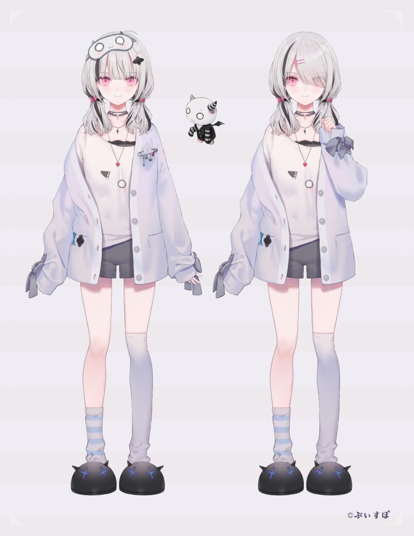 1girl, asumi_sena, asumi_sena_(5th_costume), asymmetrical_legwear, black_choker, black_hair, blunt_bangs, bow