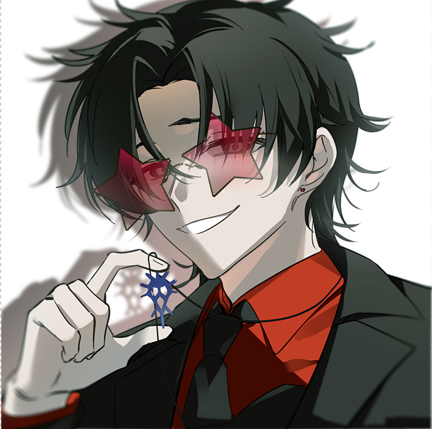 1boy, artist_request, black_eyes, black_hair, black_jacket, black_necktie, collared_shirt, commission