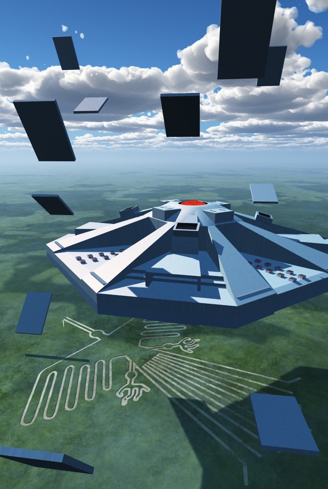 aircraft, andor_genesis, bacura_(xevious), cloud, day, flying, namco, nazca_lines