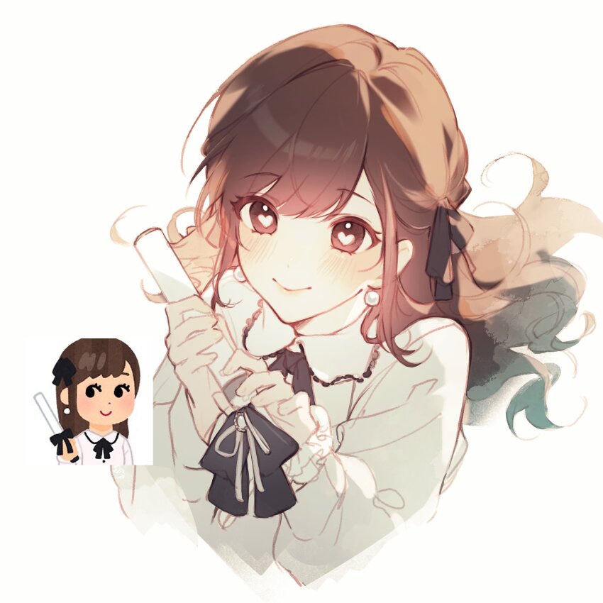 1girl, absurdres, black_bow, black_bowtie, black_eyes, black_ribbon, bow, bowtie