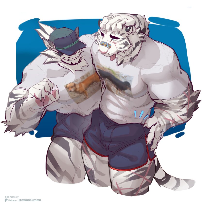 2boys, absurdres, animal_ears, arknights, artist_name, bandaid, bandaid_on_face, bandaid_on_nose