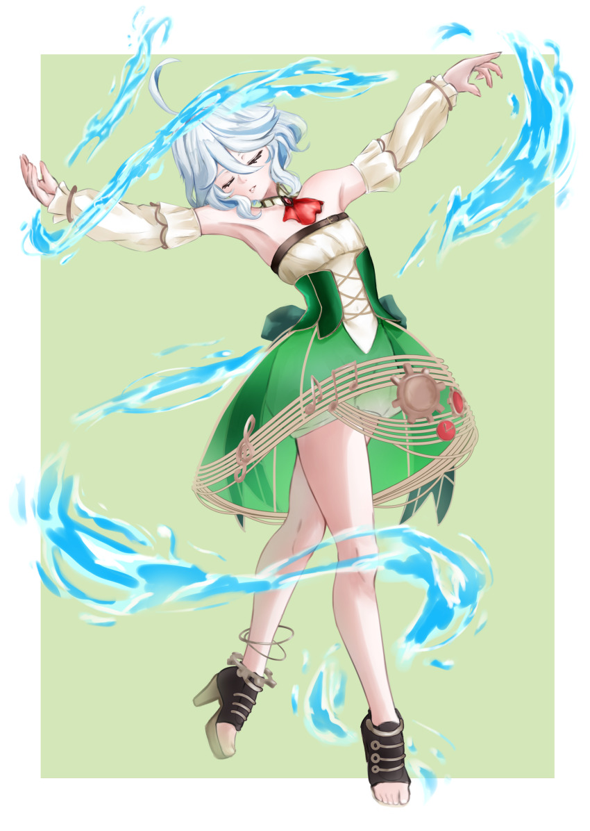 1girl, absurdres, ahoge, armpits, ascot, bare_shoulders, cecilia_immergreen, cecilia_immergreen_(1st_costume)