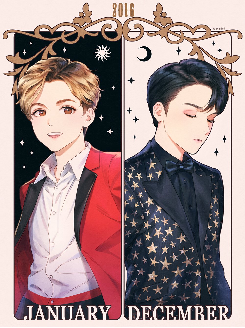 1boy, 2016, black_bow, black_bowtie, black_hair, bow, bowtie, brown_eyes