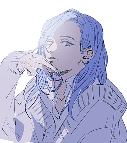 1boy, cardigan, hair_behind_ear, jeonghan_(seventeen), k-pop, light_smile, long_hair, looking_at_viewer