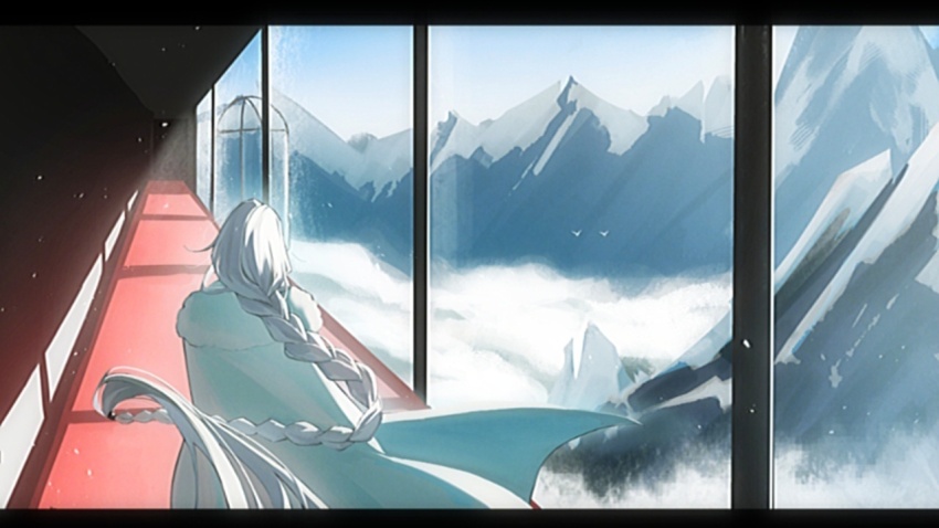 1boy, becoming_a_god_in_the_zerg_world_by_livestreaming_bl_novels, braid, cape, fur-trimmed_cape, fur_trim, grey_hair, long_hair