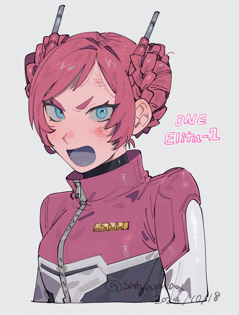 1girl, angry, blue_eyes, braid, breasts, double_bun, elita_one, elita_one_(transformers_one)