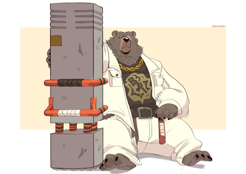 1boy, absurdres, animal_ears, artist_name, bear_boy, bear_ears, belt, ben_bigger