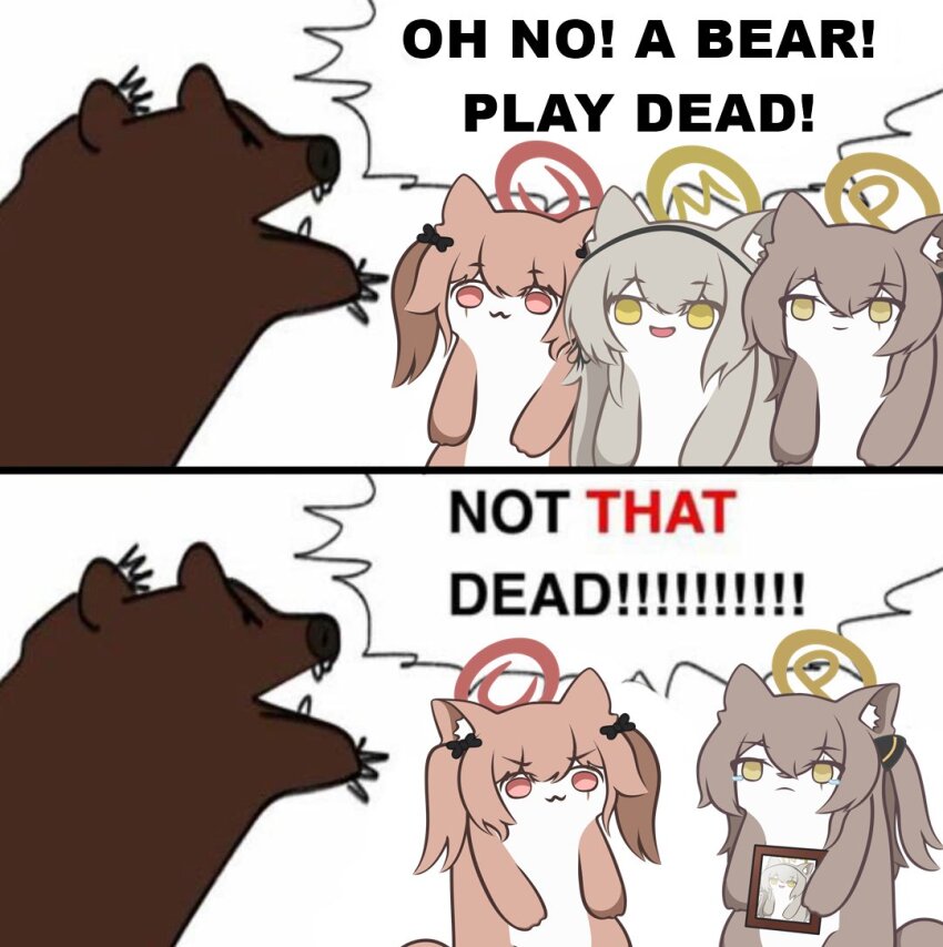 :3, animal_ear_fluff, animal_ears, animalization, bear, black_hairband, closed_mouth, commentary