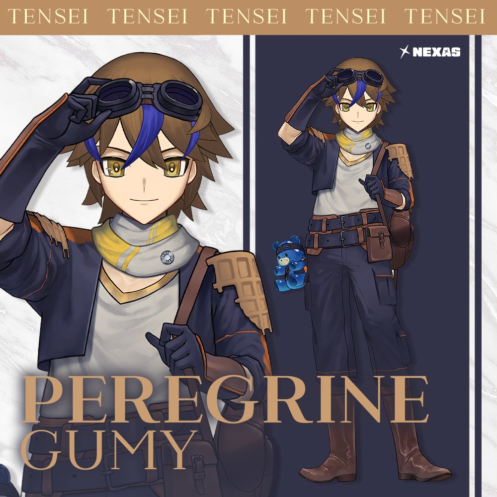 1boy, bear, belt, belt_pouch, black-framed_eyewear, black_belt, black_gloves, black_jacket