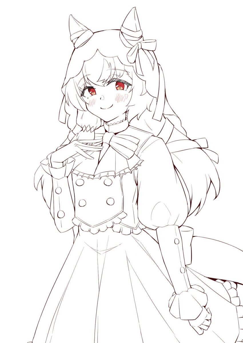 1girl, alternate_costume, animal_ears, blush, breasts, closed_mouth, commentary_request, hair_between_eyes