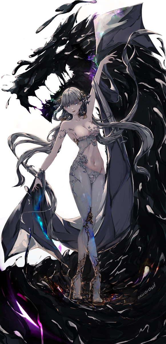 1girl, breasts, dragon, grey_hair, highres, jinhsi_(wuthering_waves), kuroroui, tagme