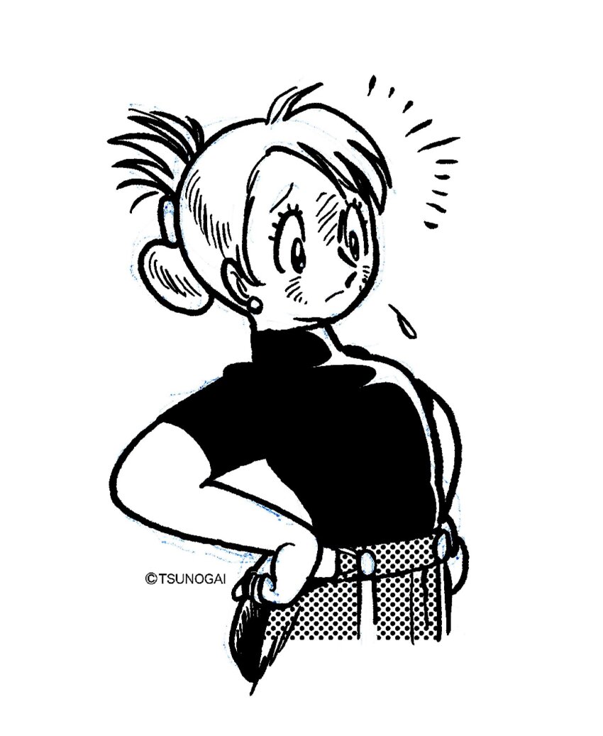 1girl, artist_name, black_collar, black_outline, black_sleeves, collar, collared_shirt, copyright_notice