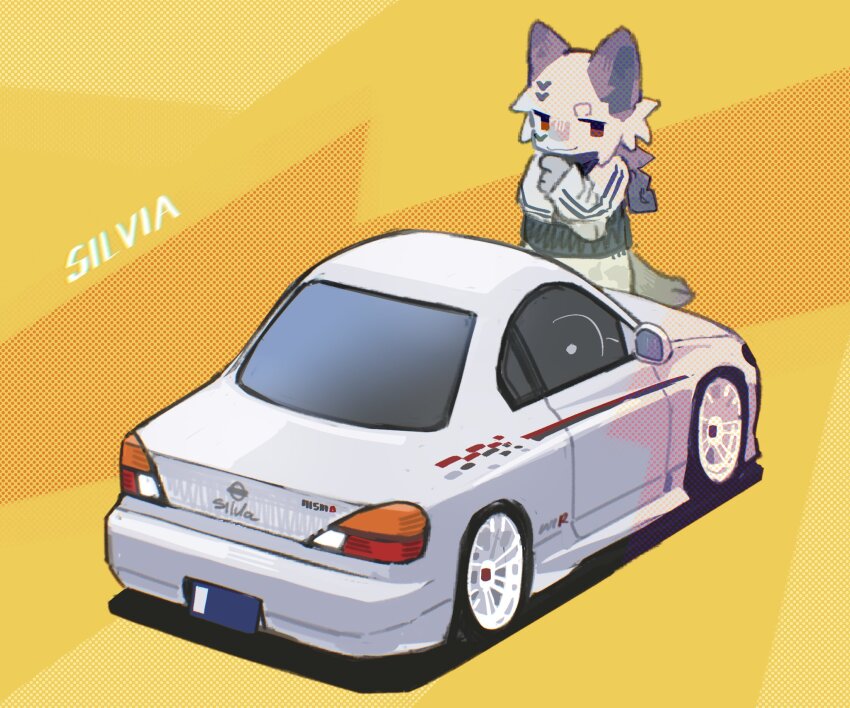 1boy, animal_ears, blue_jacket, car, chinese_commentary, dou_jiao_bei_w, grey_car, highres