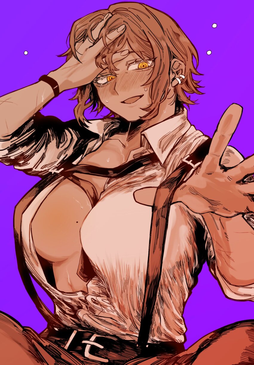 1girl, belt, breasts, highres, hino_himoto, limbus_company, mole, mole_on_breast