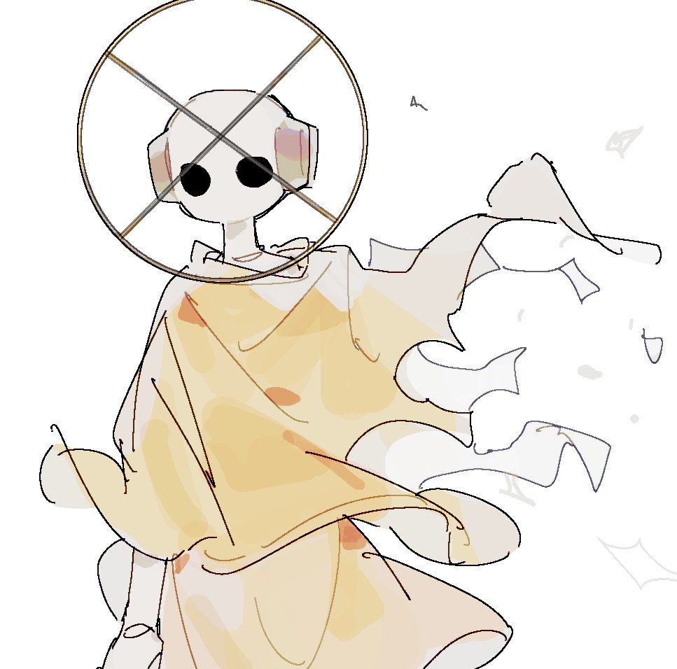 1girl, ancient's_language_(rain_world), androgynous, black_eyes, colored_skin, humanoid_robot, iterator_(rain_world), joints