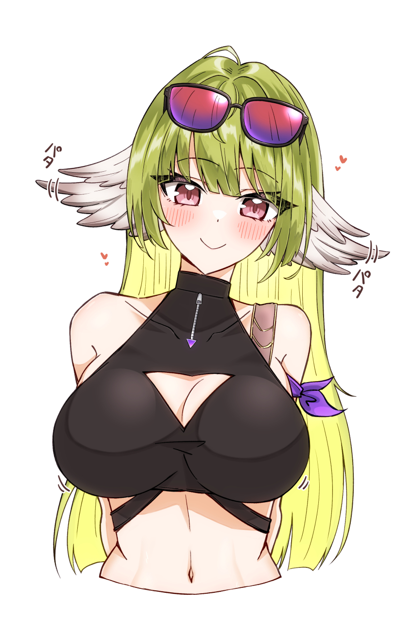 1girl, absurdres, arknights, arms_behind_back, bare_shoulders, black_shirt, blonde_hair, blush