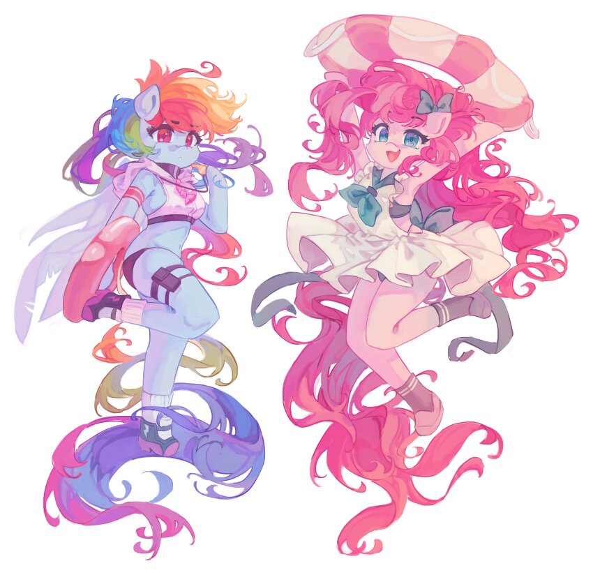 2girls, absurdres, alternate_costume, animal_ears, blue_eyes, bow, commentary, cosplay