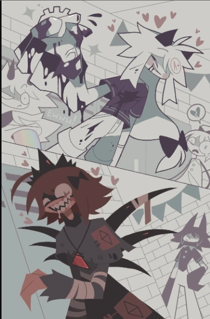 alice_(fundamental_paper_education), blood, broken, couple, demon_girl, fundamental_paper_education, guro, heart