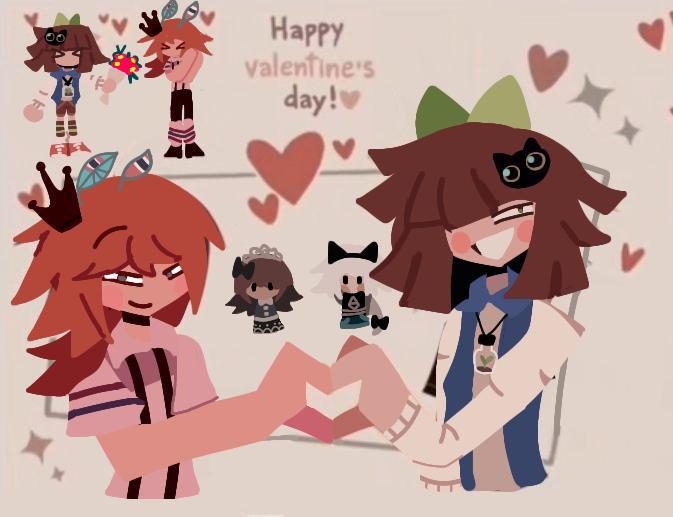 alice_(fundamental_paper_education), blonde_hair, blush, bow, brown_hair, cat, claire_(fundamental_paper_education), couple