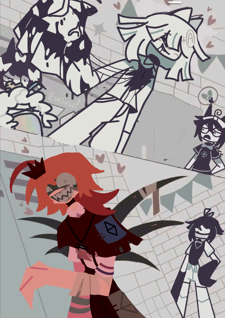 abbie_(fundamental_paper_education), bubble_(fundamental_paper_education), claire_(fundamental_paper_education), couple, demon_boy, engel_(fundamental_paper_education), female_focus, fundamental_paper_education