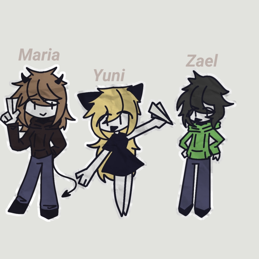 1boy, 2girls, animal_ears, black_hair, blonde_hair, brown_hair, bullying, cat