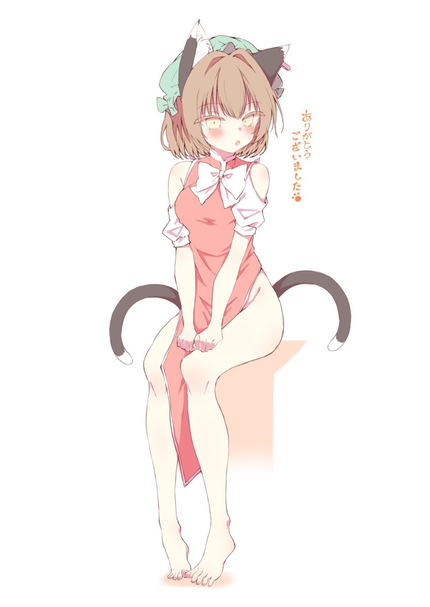 1girl, :o, adapted_costume, animal_ear_fluff, animal_ear_piercing, animal_ears, bare_legs, bare_shoulders
