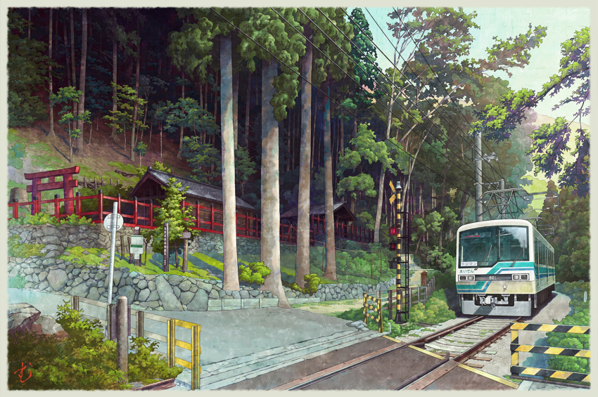 day, eizan_electric_railway, kyoto, mugumo_24k, multiple_unit_train, no_humans, original, outdoors